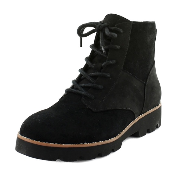 VIONIC LARSON SUEDE WATER REPELLENT LACE UP ANKLE BOOTS BLACK 9 W WIDE - Picture 1 of 8